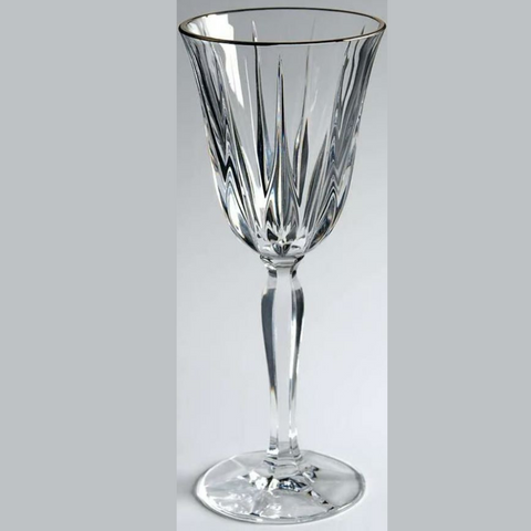 Crystal Water Goblet with Gold Rim