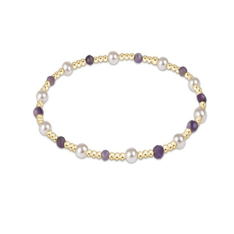 Gold Beaded Bracelet with Crystal Pearl and Amethyst Beads