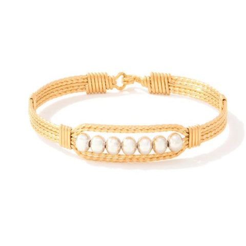 Gold Bracelet with Silver Beads
