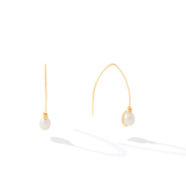 Gold  Wire with Pearl Earrings