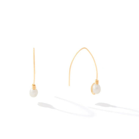 Gold  Wire with Pearl Earrings