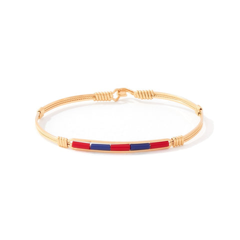 Gold Bracelet with Red and Blue