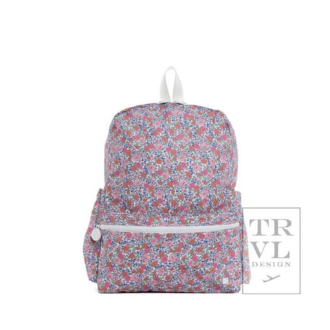 Pink and Blue Floral Backpack