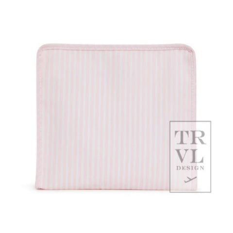 Large Pink and White Stripe Pouch