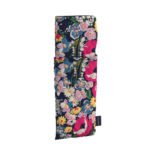 Curling Iron Cover with Black Background Pink and Yellow Flowerrs