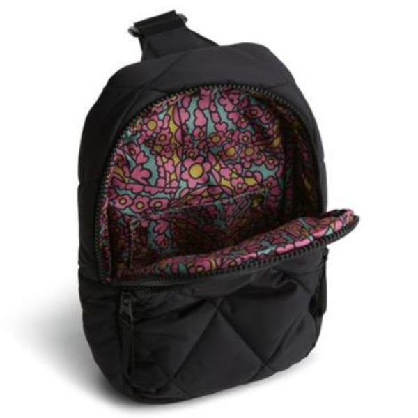 Inside View of Solid Black Sling Backpack