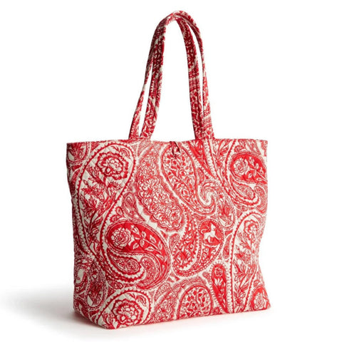 Red and White Paisley Tote