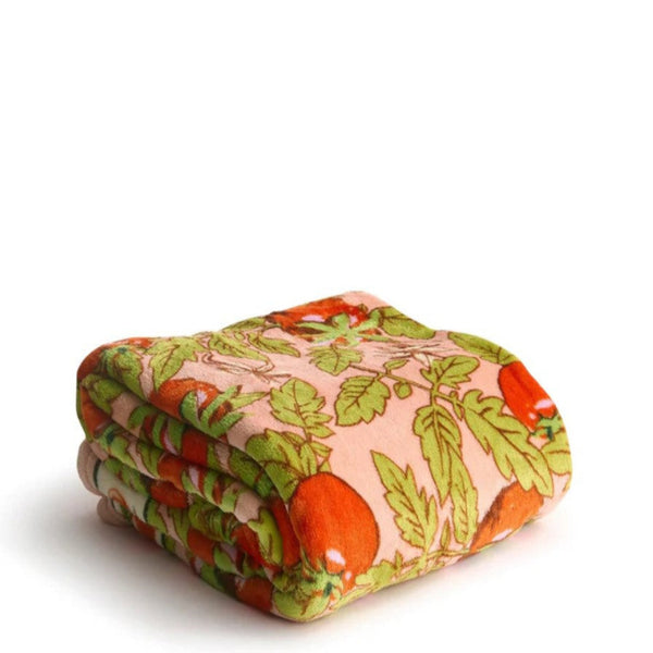 Pink and Red Blanket with Tomato and Vines