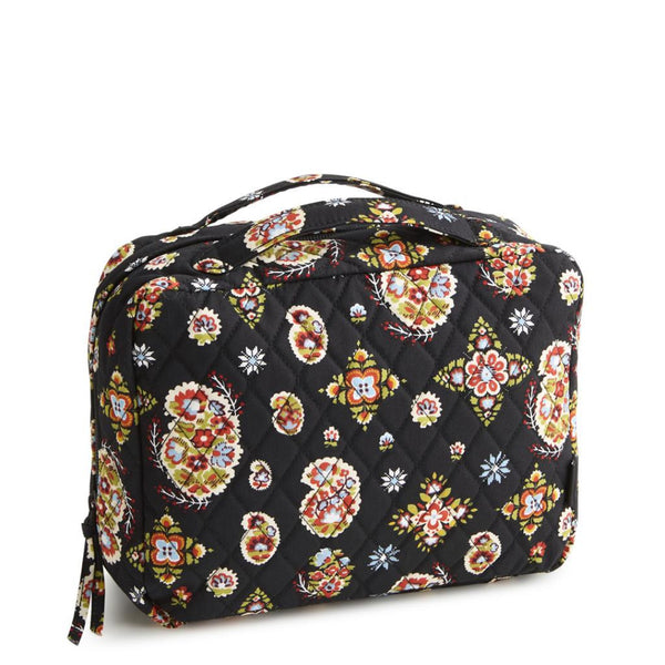 Travel Organizer with Black Background and Rust/Peach Paisley Print