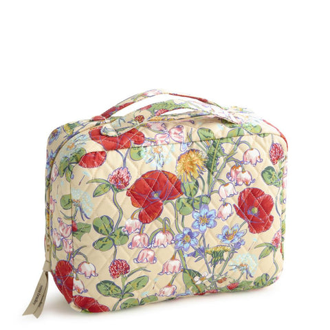 Travel Organizer with Cream Background and Red and Blue Flowers