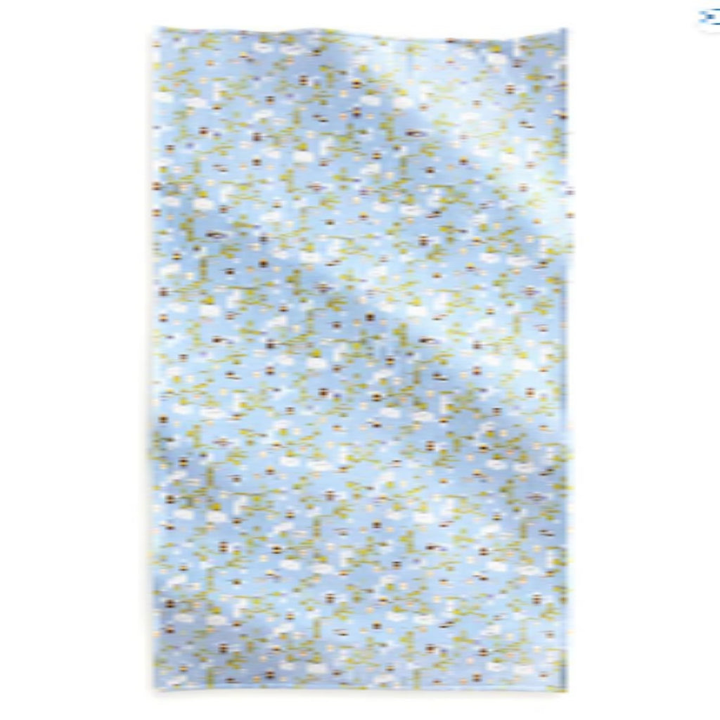 Blanket with Light Blue Background and Bees with Green and White Vine