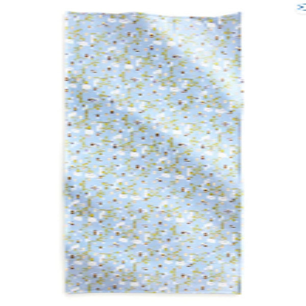 Blanket with Light Blue Background and Bees with Green and White Vine