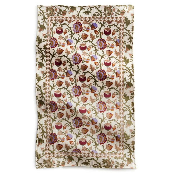 Blanket with Light Background with rust and purple flowers
