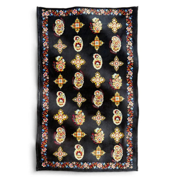 Blanket with Black Background and Rust/Peach Paisley Design