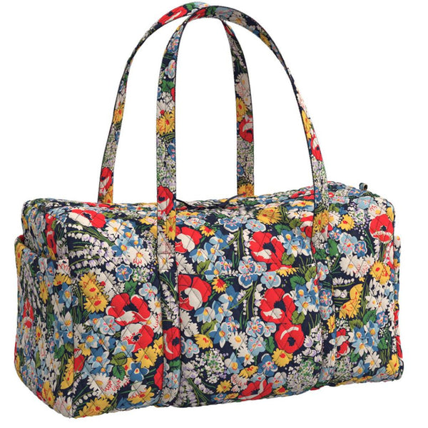 Duffel Bag with Black Background and Red Poppy Flowers