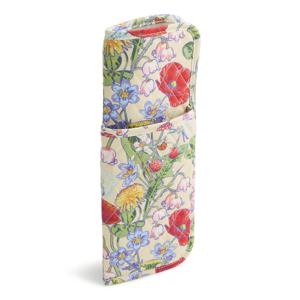 Curling Iron Cover with Cream Background Red and Blue Flowers