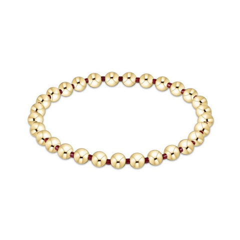 Gold Beaded Bracelet with Wine Accent Beads