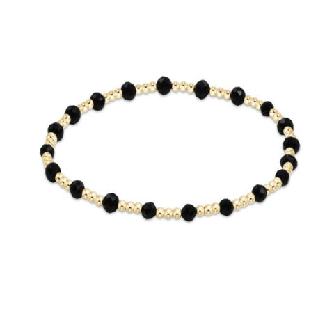Gold Beaded Bracelet with Faceted Onyx Beads