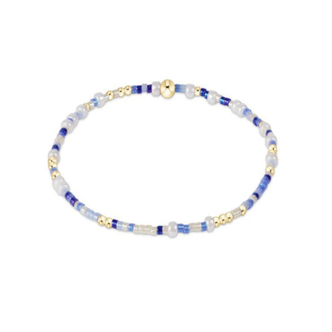 Light Blue and White Beaded Bracelet with Gold Accent Beads