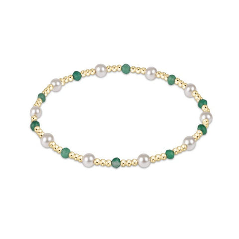 Gold Beaded Bracelet with Crystal Pearls and Green Onyx