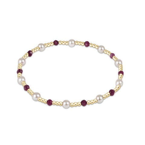 Gold Beaded Bracelet with Crystal Pearls and Ruby Beads