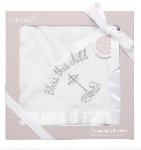 CR Gibson - Bless This Child Christening Blanket - Debbie's Hallmark