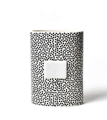 Happy Everything - Mini Oval Vase - Black Small Dot