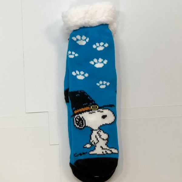 Peanuts Sherpa Slipper Socks - Snoopy Blue with White Paws