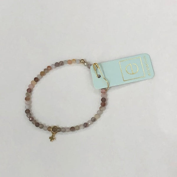 Enewton - Gemstone 3MM Bead Bracelet - Signature Cross Small Gold Charm